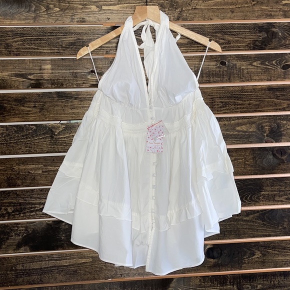 Free People White boho Halter Tunic - Picture 5 of 8